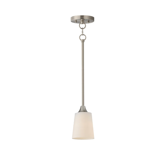 Maxim Lighting Hudson 1Lt 8" Mini Pendant, Satin Nickel/Satin White
