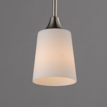 Maxim Lighting Hudson 1Lt 8" Mini Pendant, Satin Nickel/Satin White