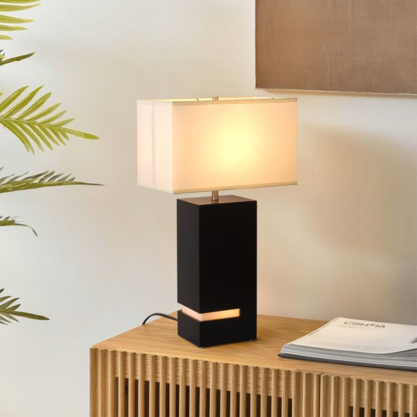 Nova California Zen Standing 2-Light Table Lamp | Modern Espresso and Brushed Nickel Wood | Living Room & Bedroom Ambient Light | Model 100284DB