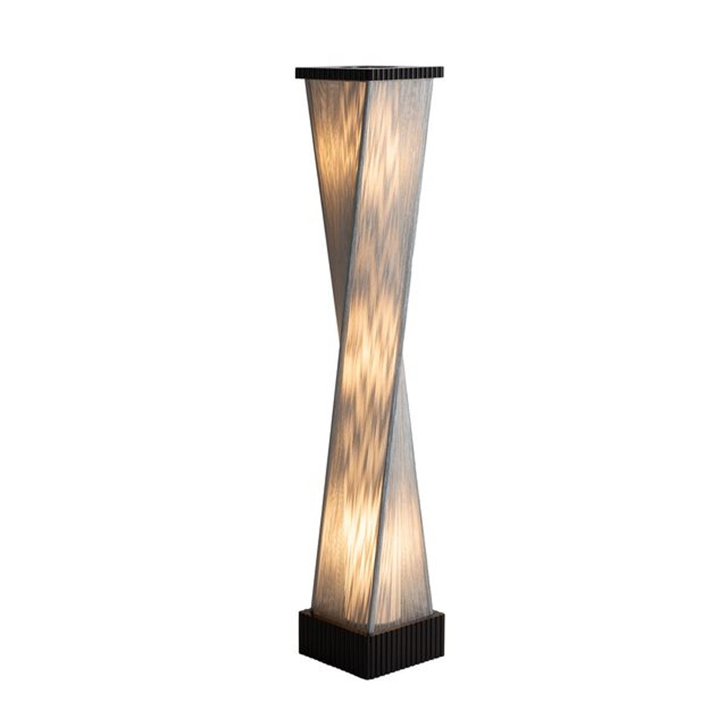 Nova California Torque 9in 3-Light Floor Lamp | Mid-Century Modern Ebony Wood and Silver Fabric String | Living Room & Bedroom | Model 10039DB