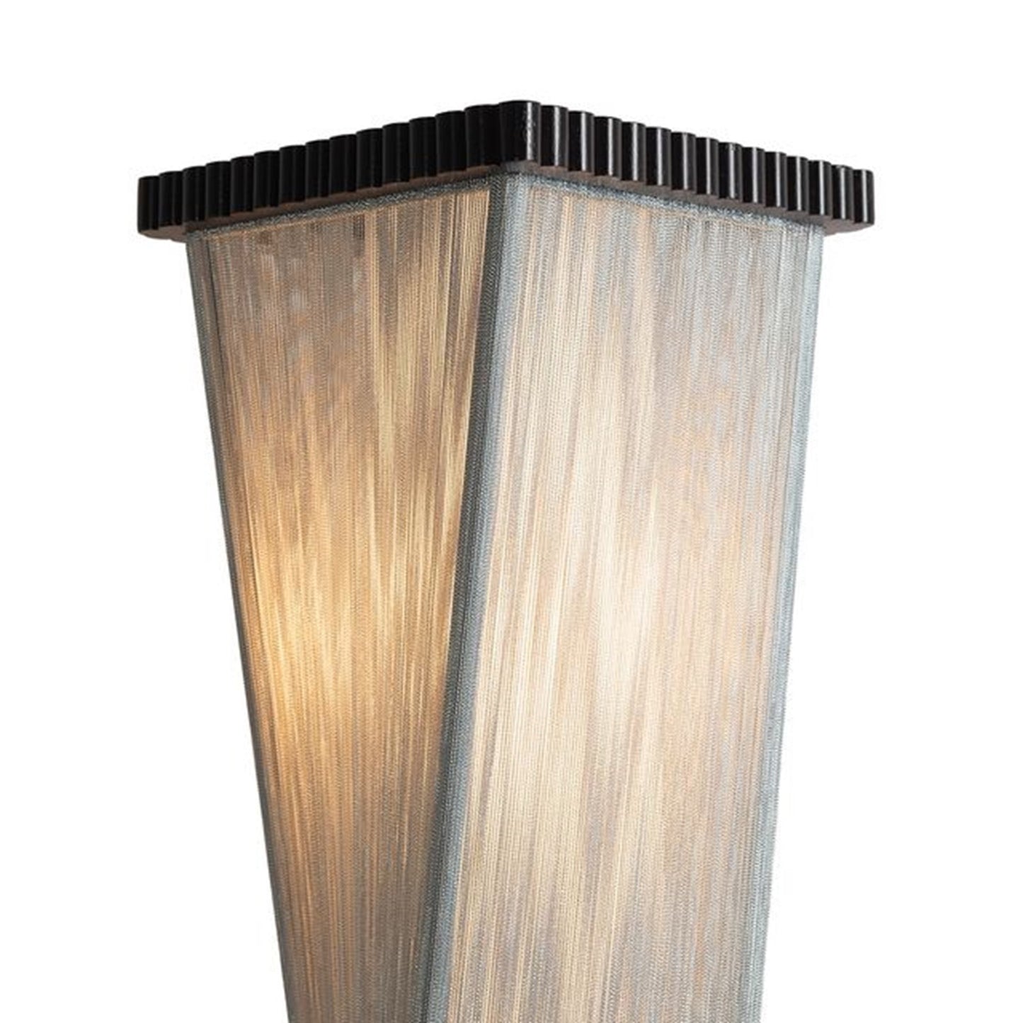 Nova California Torque 9in 3-Light Floor Lamp | Mid-Century Modern Ebony Wood and Silver Fabric String | Living Room & Bedroom | Model 10039DB