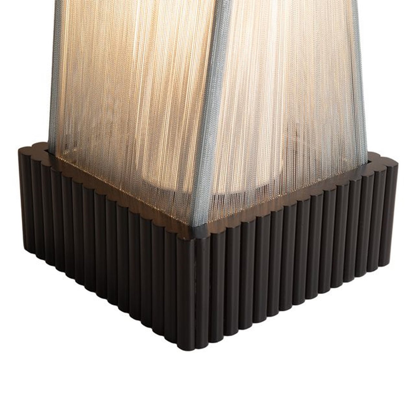 Nova California Torque 9in 3-Light Floor Lamp | Mid-Century Modern Ebony Wood and Silver Fabric String | Living Room & Bedroom | Model 10039DB