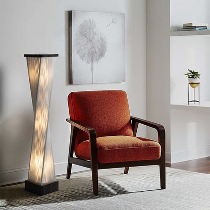 Nova California Torque 9in 3-Light Floor Lamp | Mid-Century Modern Ebony Wood and Silver Fabric String | Living Room & Bedroom | Model 10039DB