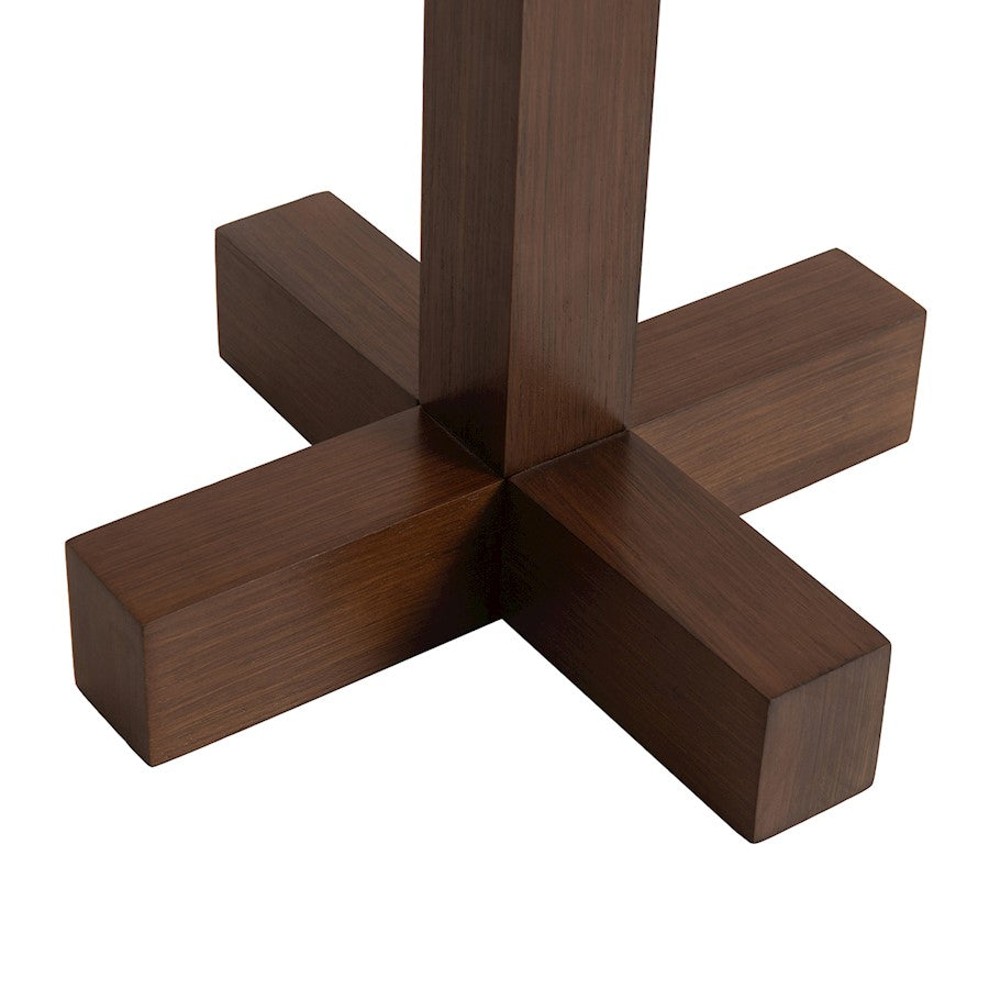 Nova California Swiss Cross 1-Light Table Lamp | Mid-Century Dark Walnut Wood and Weathered Brass with White Linen Shade | Living | Model 1010250DW