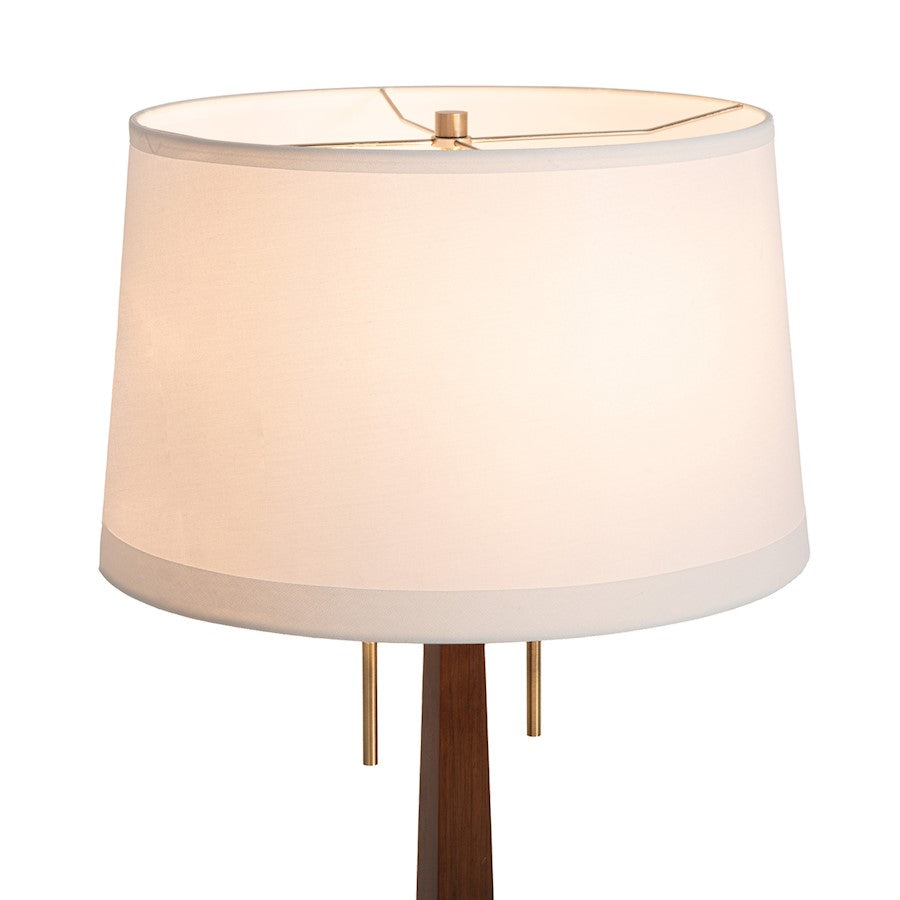 Nova California Taper 1 Light Table Lamp, Walnut Wood/Brass/White