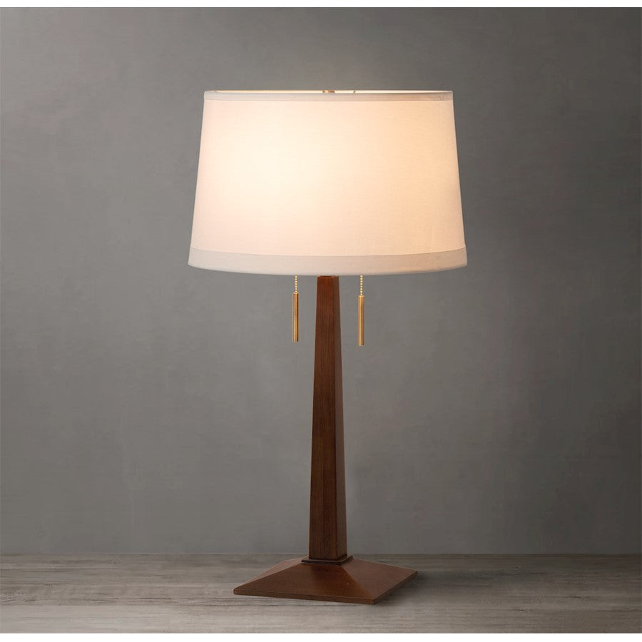 Nova California Taper 1 Light Table Lamp, Walnut Wood/Brass/White