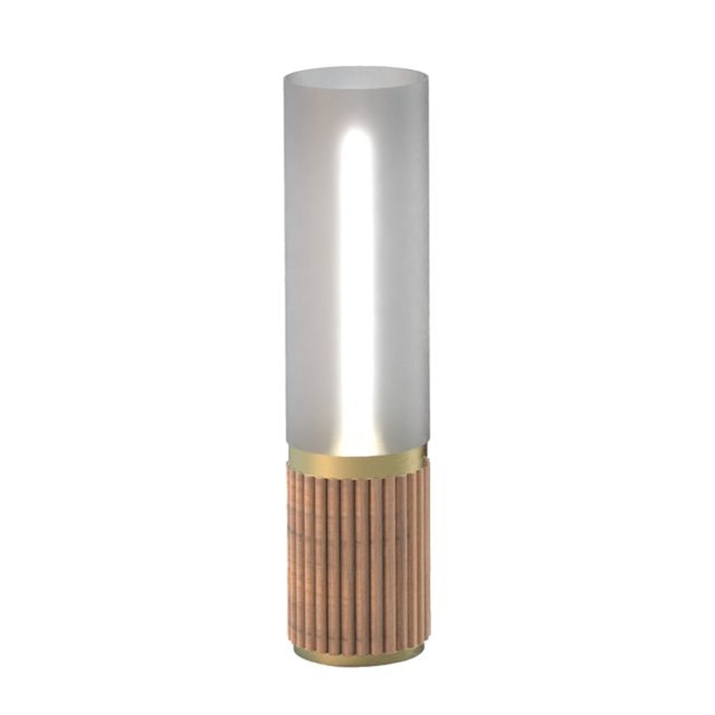 Nova California Tambo Cylindro 18in Petite Accent Table Lamp | Natural Ash Wood and Weathered Brass with White Acrylic Shade | Model 1010801ASH