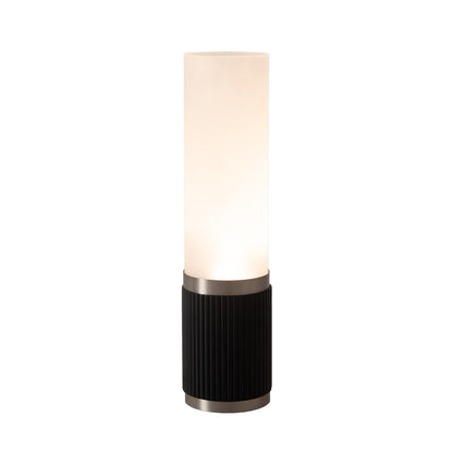 Nova California Tambo Cylindro 18in Petite Accent Table Lamp | Black Oak Wood and Satin Nickel with White Acrylic Shade | Bedroom & | Model 1010801BO