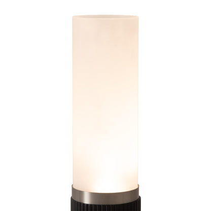 Nova California Tambo Cylindro 18in Petite Accent Table Lamp | Black Oak Wood and Satin Nickel with White Acrylic Shade | Bedroom & | Model 1010801BO