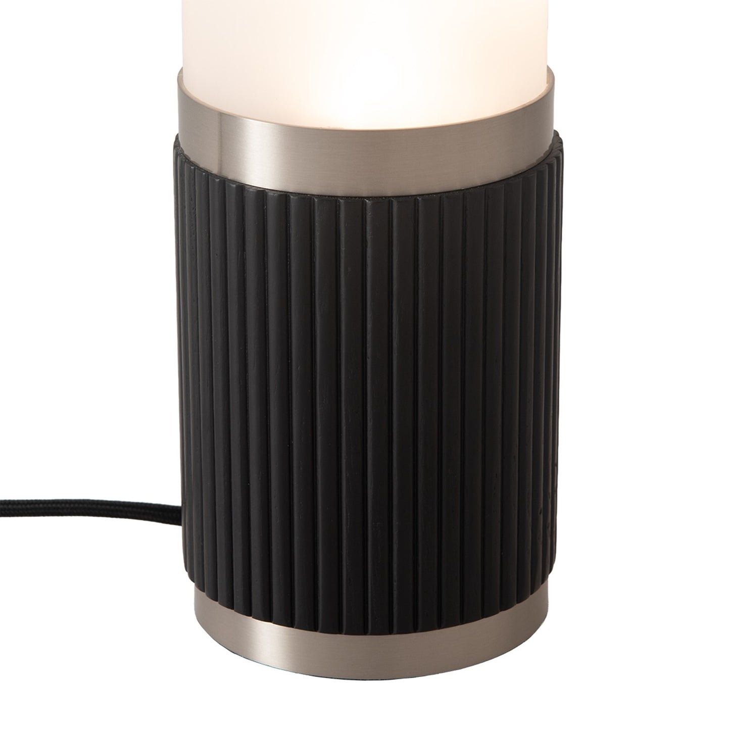 Nova California Tambo Cylindro 18in Petite Accent Table Lamp | Black Oak Wood and Satin Nickel with White Acrylic Shade | Bedroom & | Model 1010801BO