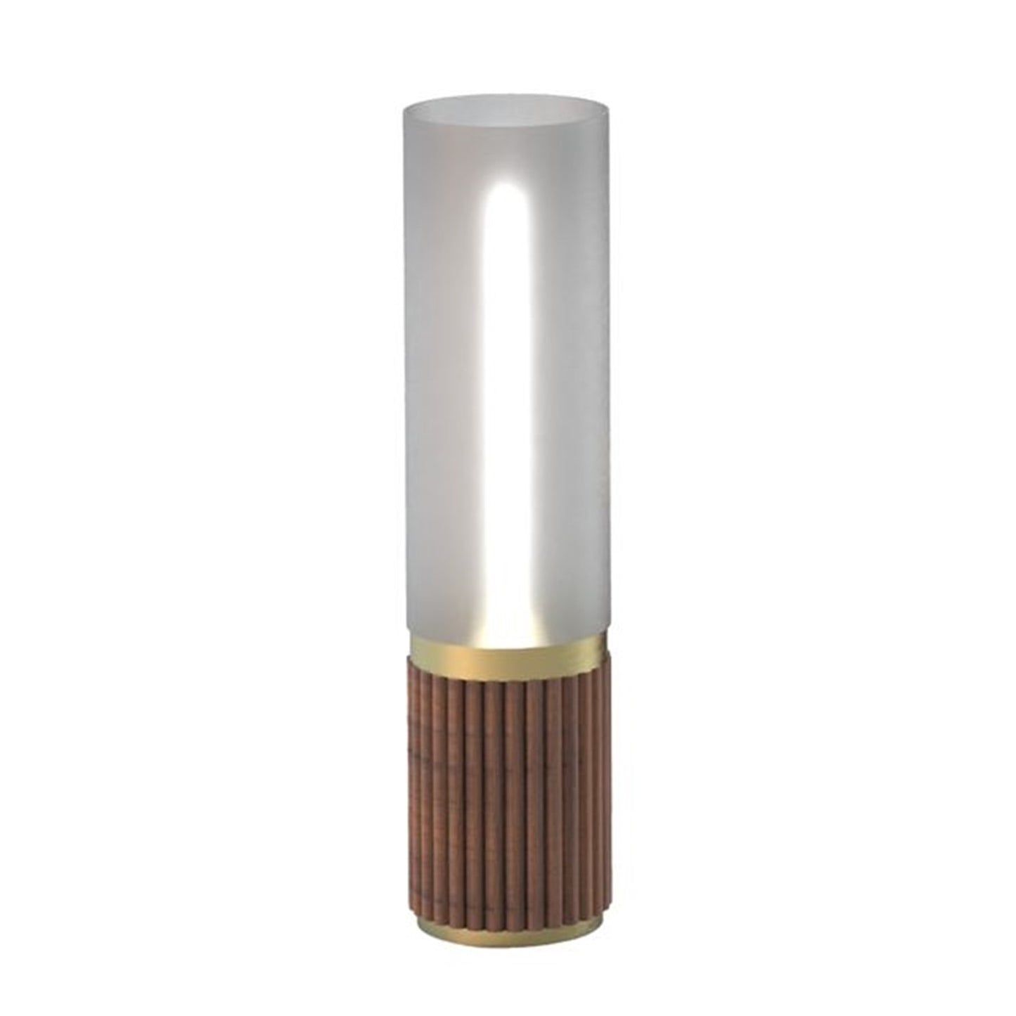 Nova California Tambo Cylindro 18in 1-Light Table Lamp | Mid-Century Walnut and Weathered Brass Frosted Acrylic | Bedroom & Office | Model 1010801WB