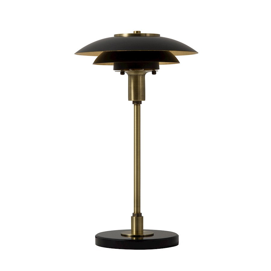 Nova California Rancho Mirage 16in 1-Light Table Lamp | Mid-Century Modern Matte Black and Weathered Brass Steel | Living Room & | Model 1010824MB