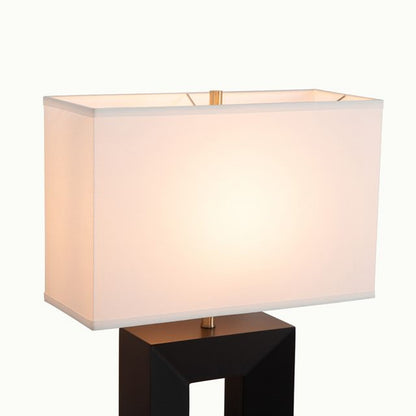 Nova California Julie Standing 31in 1-Light Table Lamp | Mid-Century Ebony Wood and Weathered Brass with White Linen Shade | Living | Model 1010830B