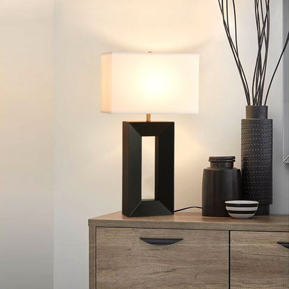 Nova California Julie Standing 31in 1-Light Table Lamp | Mid-Century Ebony Wood and Weathered Brass with White Linen Shade | Living | Model 1010830B