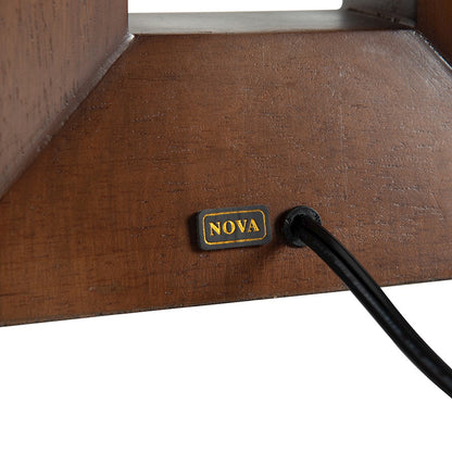 Nova California Julie 17in 1-Light Table Lamp | Mid-Century Modern Dark Walnut Wood and Weathered Brass White Linen | Living Room & | Model 1010830DW
