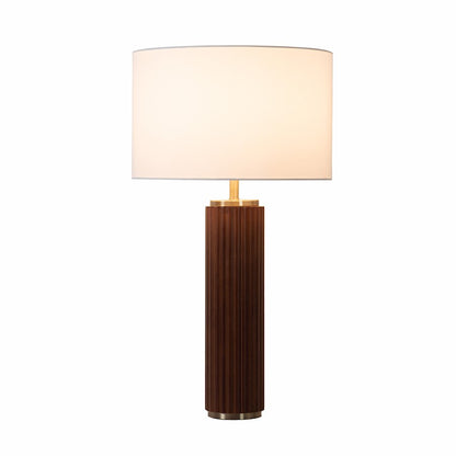 Nova California Tambo 1 Light Table Lamp, Walnut Wood/Brass/White - 1010832DW