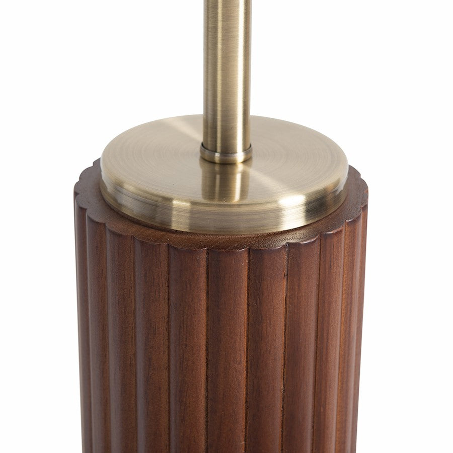 Nova California Tambo 1 Light Table Lamp, Walnut Wood/Brass/White