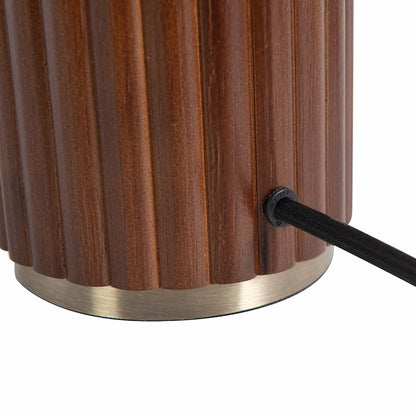 Nova California Tambo 1 Light Table Lamp, Walnut Wood/Brass/White