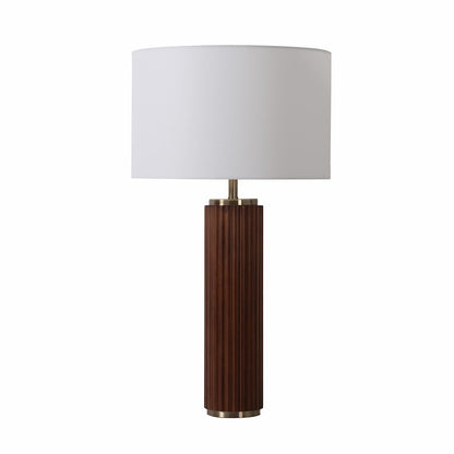 Nova California Tambo 1 Light Table Lamp, Walnut Wood/Brass/White