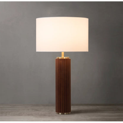 Nova California Tambo 1-Light Table Lamp | Mid-Century Dark Walnut Wood and Weathered Brass | Living Room & Bedroom | Model 1010832DW