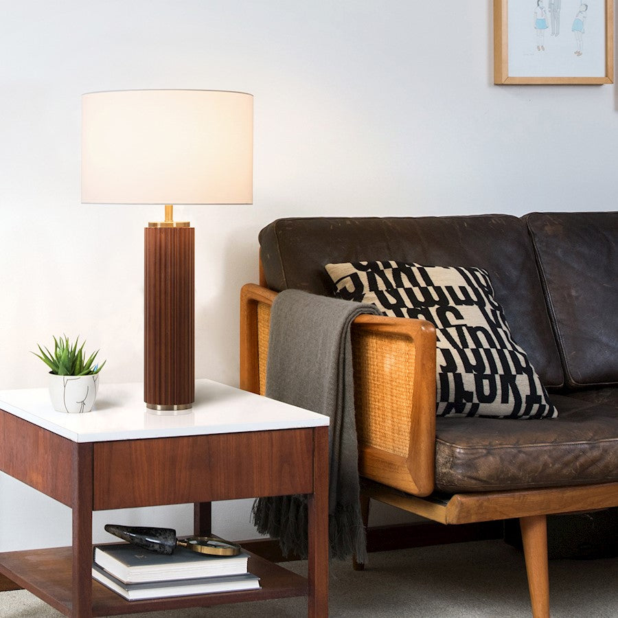 Nova California Tambo 1-Light Table Lamp | Mid-Century Dark Walnut Wood and Weathered Brass | Living Room & Bedroom | Model 1010832DW