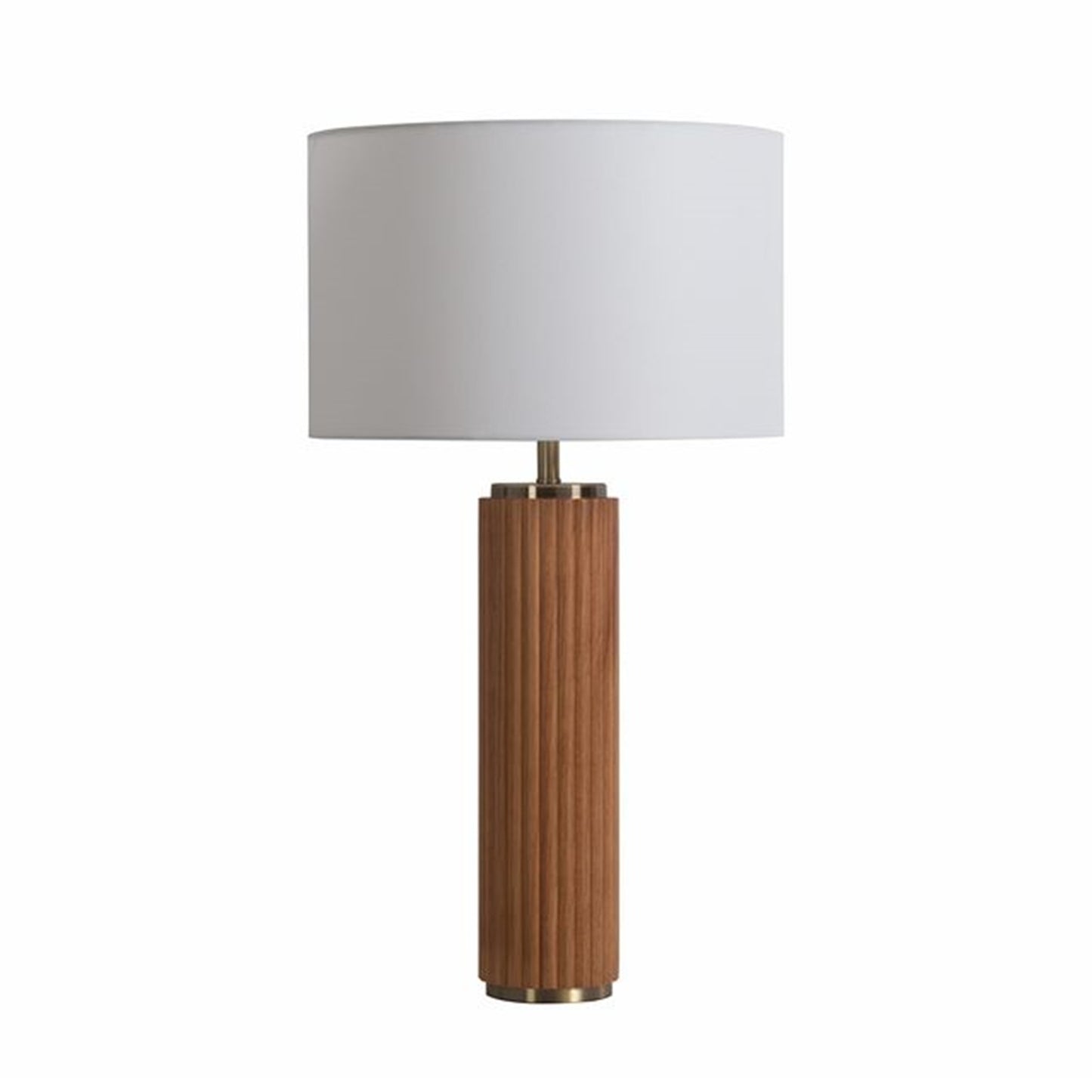 Nova California Tambo 31in 1-Light Table Lamp | Mid-Century Modern Light Ash Wood and Weathered Brass White Linen | Living Room & | Model 1010832LW