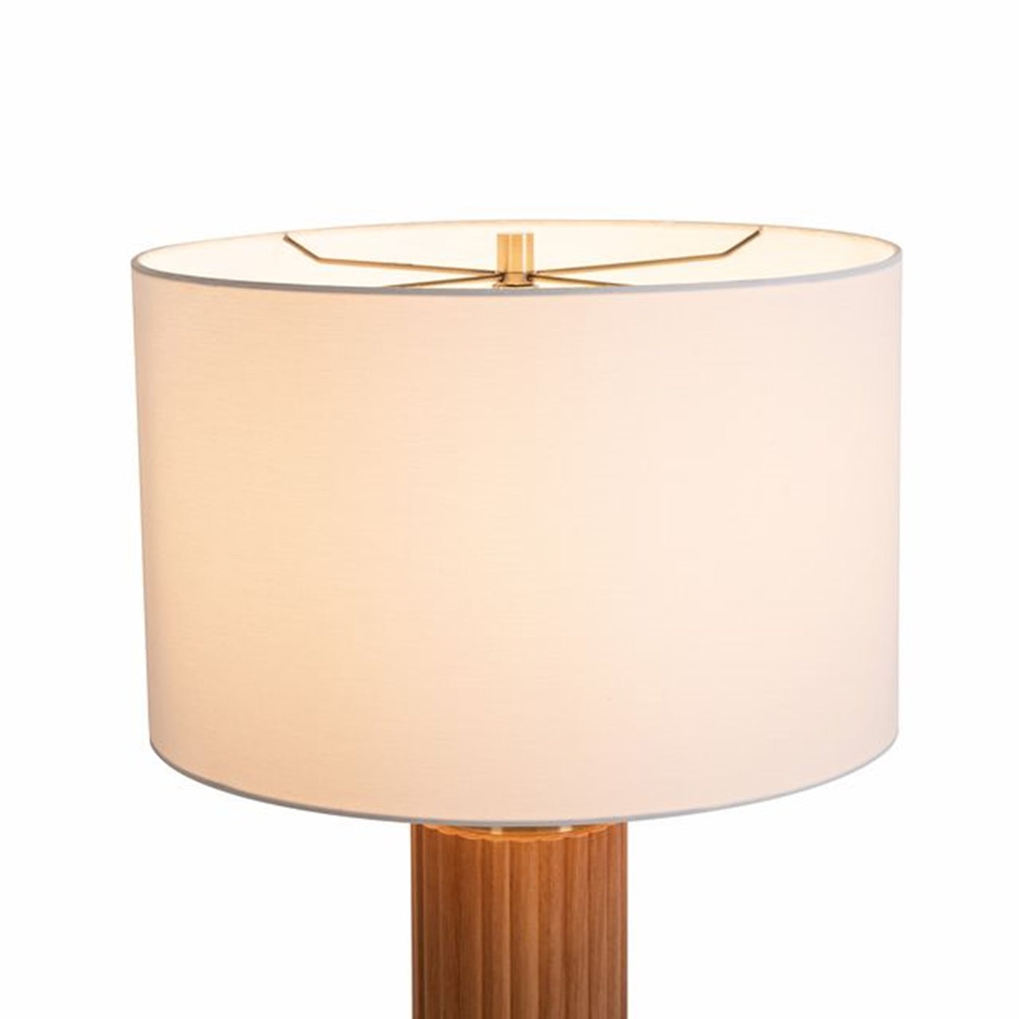 Nova California Tambo 31in 1-Light Table Lamp | Mid-Century Modern Light Ash Wood and Weathered Brass White Linen | Living Room & | Model 1010832LW
