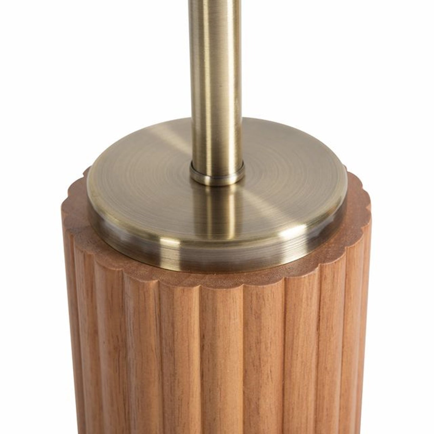 Nova California Tambo 31in 1-Light Table Lamp | Mid-Century Modern Light Ash Wood and Weathered Brass White Linen | Living Room & | Model 1010832LW