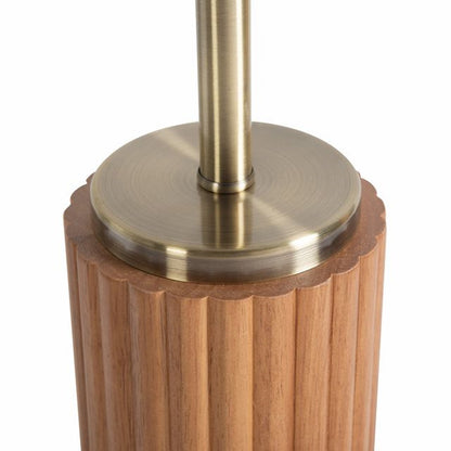 Nova California Tambo 31in 1-Light Table Lamp | Mid-Century Modern Light Ash Wood and Weathered Brass White Linen | Living Room & | Model 1010832LW