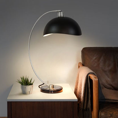 Nova California Luna Bella 25in Table Lamp | Mid-Century Modern Antique Nickel and Matte Black Metal with Silver Leaf | Living Room | Model 1011017AN