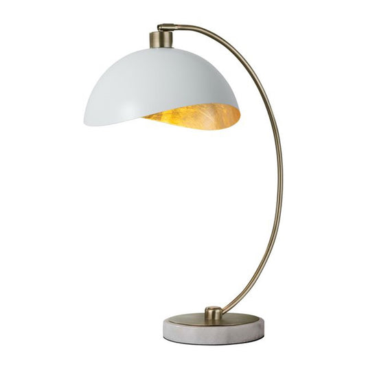 Nova California Luna Bella 25in Table Lamp | Mid-Century Modern Brass and Matte White Metal with Gold Leaf | Living Room & Bedroom | Model 1011017WH