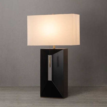 Nova California Parallux 18in 1-Light Table Lamp | Mid-Century Modern Espresso Wood and Weathered Brass White Linen | Living Room & | Model 1011095WB
