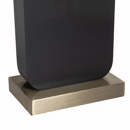 Nova California Laurel 1-Light Table Lamp | Mid-Century Modern Ebony Wood and Weathered Brass with White Linen Shade | Bedroom & | Model 1011513B