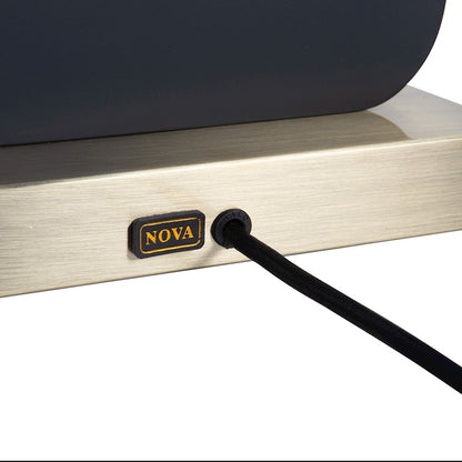 Nova California Laurel 1-Light Table Lamp | Mid-Century Modern Ebony Wood and Weathered Brass with White Linen Shade | Bedroom & | Model 1011513B