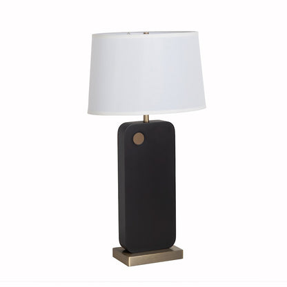 Nova California Laurel 1-Light Table Lamp | Mid-Century Modern Ebony Wood and Weathered Brass with White Linen Shade | Bedroom & | Model 1011513B