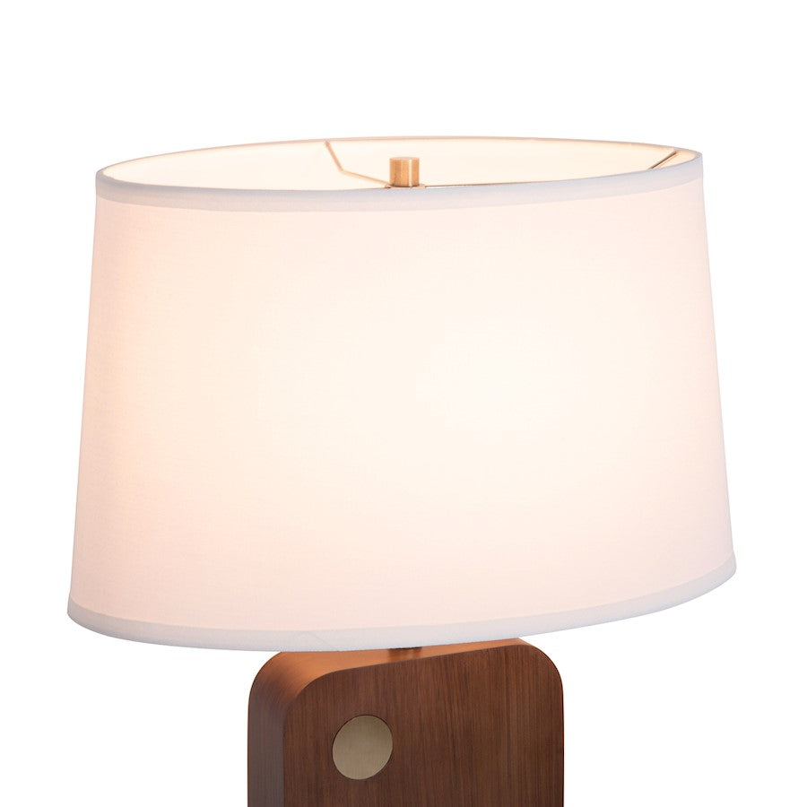 Nova California Laurel 1 Light Table Lamp, Dark Walnut/Brass/White