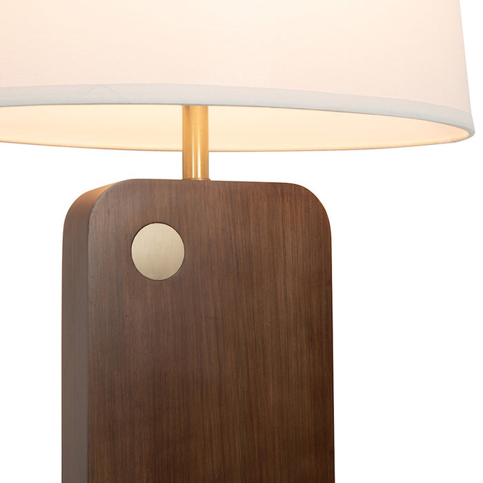 Nova California Laurel 1 Light Table Lamp, Dark Walnut/Brass/White