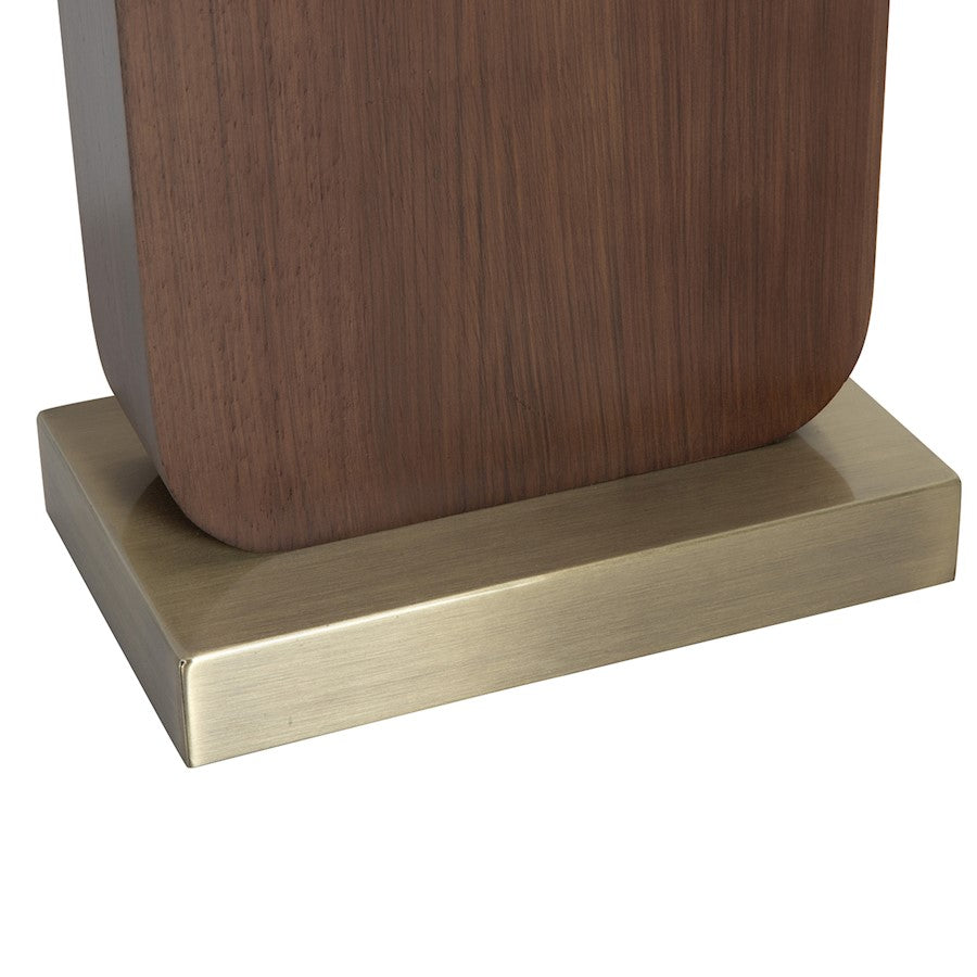 Nova California Laurel 30in 1-Light Table Lamp | Mid-Century Modern Dark Walnut and Weathered Brass with White Linen | Living Room | Model 1011513DW