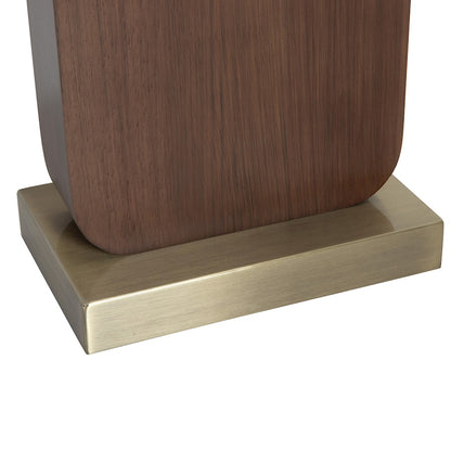 Nova California Laurel 30in 1-Light Table Lamp | Mid-Century Modern Dark Walnut and Weathered Brass with White Linen | Living Room | Model 1011513DW