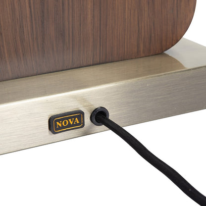 Nova California Laurel 30in 1-Light Table Lamp | Mid-Century Modern Dark Walnut and Weathered Brass with White Linen | Living Room | Model 1011513DW
