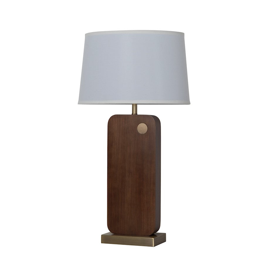 Nova California Laurel 30in 1-Light Table Lamp | Mid-Century Modern Dark Walnut and Weathered Brass with White Linen | Living Room | Model 1011513DW
