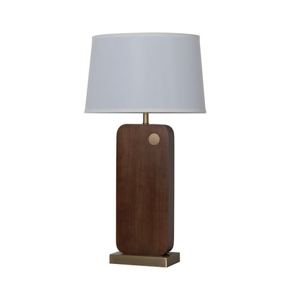 Nova California Laurel 30in 1-Light Table Lamp | Mid-Century Modern Dark Walnut and Weathered Brass with White Linen | Living Room | Model 1011513DW