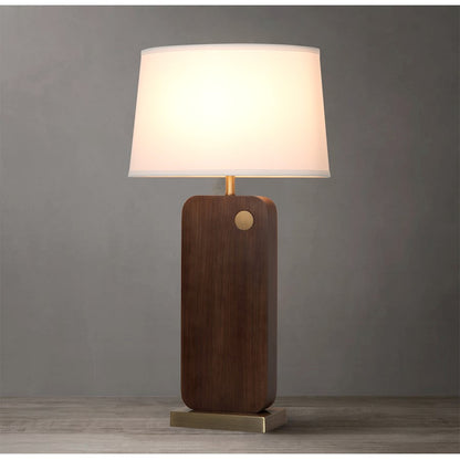 Nova California Laurel 30in 1-Light Table Lamp | Mid-Century Modern Dark Walnut and Weathered Brass with White Linen | Living Room | Model 1011513DW