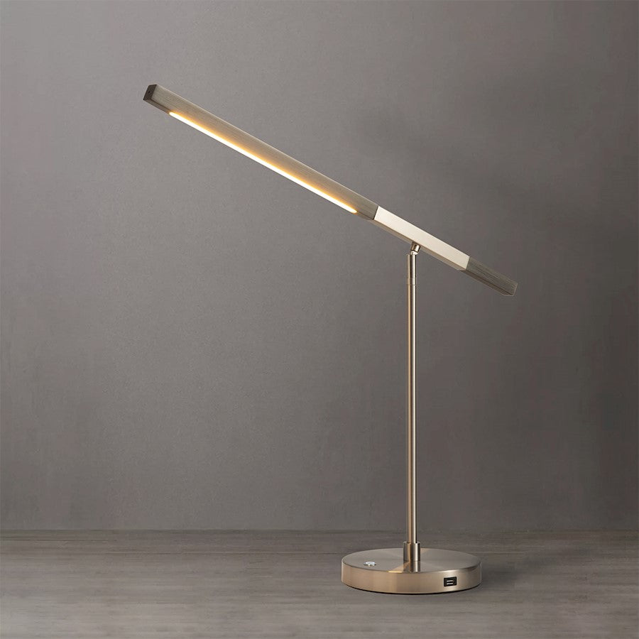 Nova California Port 35in Table Lamp | Contemporary Charcoal Wood and Satin Nickel | Living Room & Bedroom | 2400 Lumens, 2700K | Model 1011572CG
