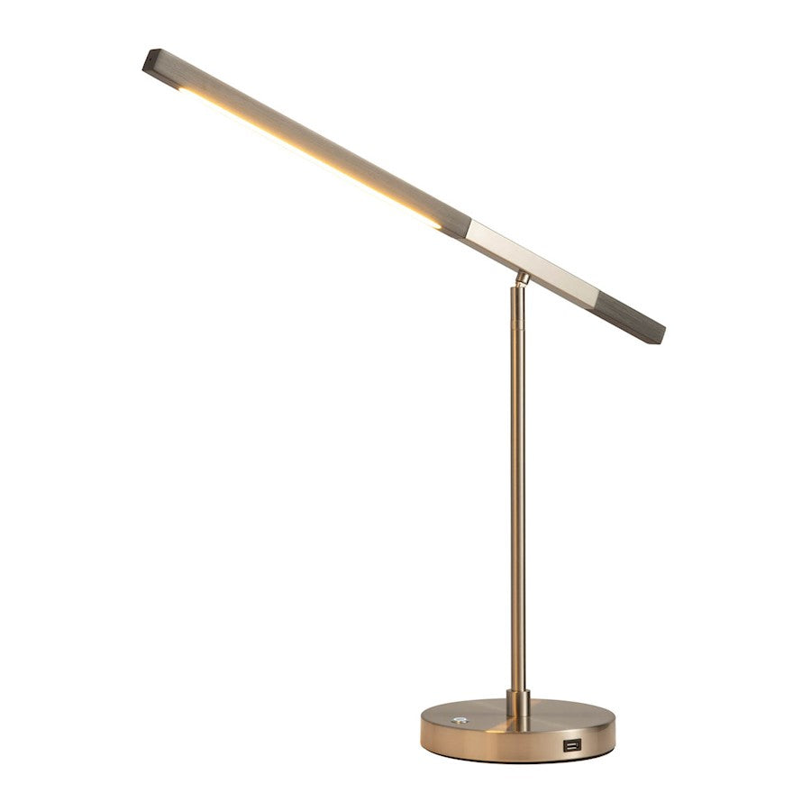 Nova California Port 35in Table Lamp | Contemporary Charcoal Wood and Satin Nickel | Living Room & Bedroom | 2400 Lumens, 2700K | Model 1011572CG