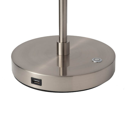 Nova California Port 35in Table Lamp | Contemporary Charcoal Wood and Satin Nickel | Living Room & Bedroom | 2400 Lumens, 2700K | Model 1011572CG
