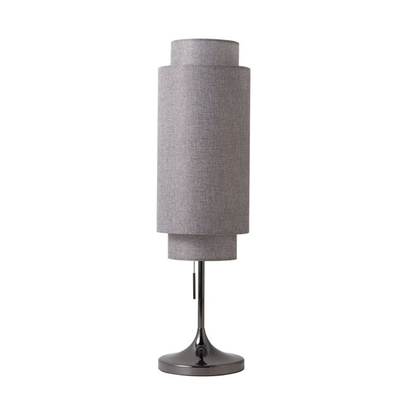 Nova California Lollipop 31in 1-Light Table Lamp | Black Nickel and Cashmere Gray Linen Shade | Living Room & Bedroom Accent | Model 1011802BN