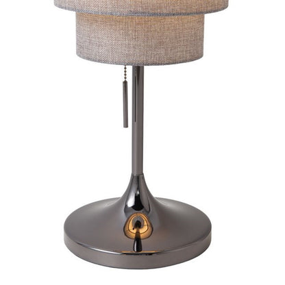 Nova California Lollipop 31in 1-Light Table Lamp | Black Nickel and Cashmere Gray Linen Shade | Living Room & Bedroom Accent | Model 1011802BN