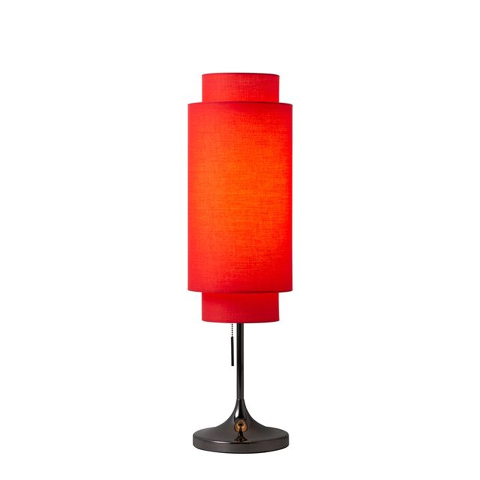 Nova California Lollipop 31in 1-Light Table Lamp | Mid-Century Modern Black Nickel and Crimson Red Linen | Bedroom & Office Accent | Model 1011803BN