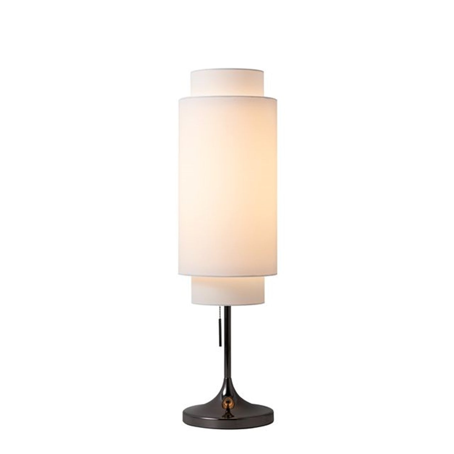 Nova California Lollipop 31in 1-Light Table Lamp | Mid-Century Black Nickel and White Linen | Bedroom & Desk | 12 x 12 x 31 in | Model 1011804BN